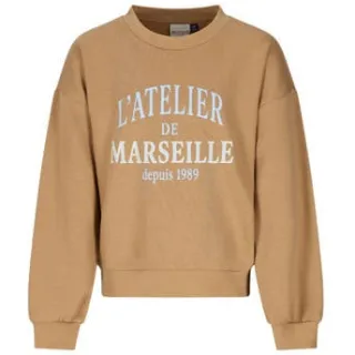 Retour Jeans oversized sweater met tekst - lichtbruin Printopdruk