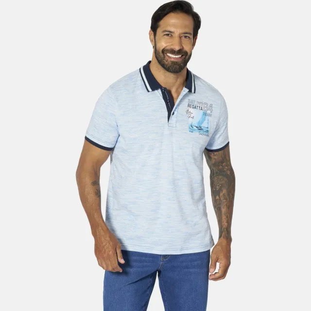 Jan Vanderstorm +FIT Collectie regular polo GILGI wit Lichtblauw