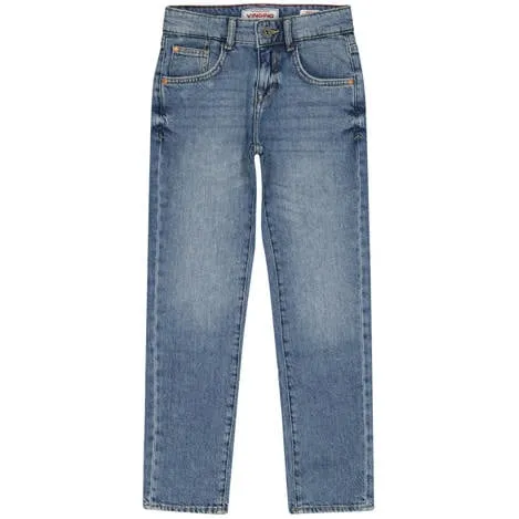 Vingino slim fit jeans medium blue denim Blauw Jongens Katoen Effen Mid Blue Wash