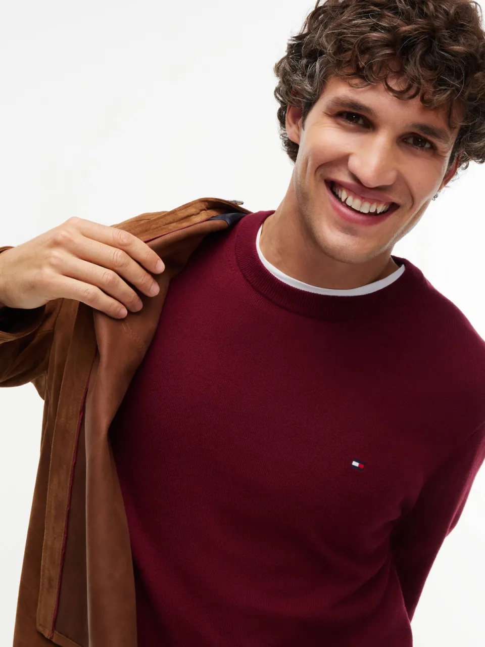 Tommy Hilfiger gebreide trui met kasjmier - burgundy, foto 3