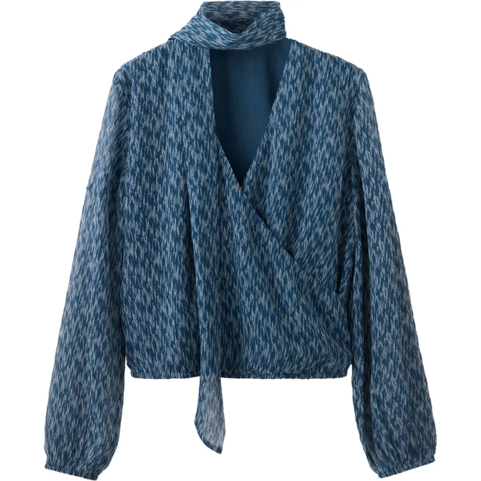 Mango Teen rechtvallende overslagtop met print blauw, foto 2