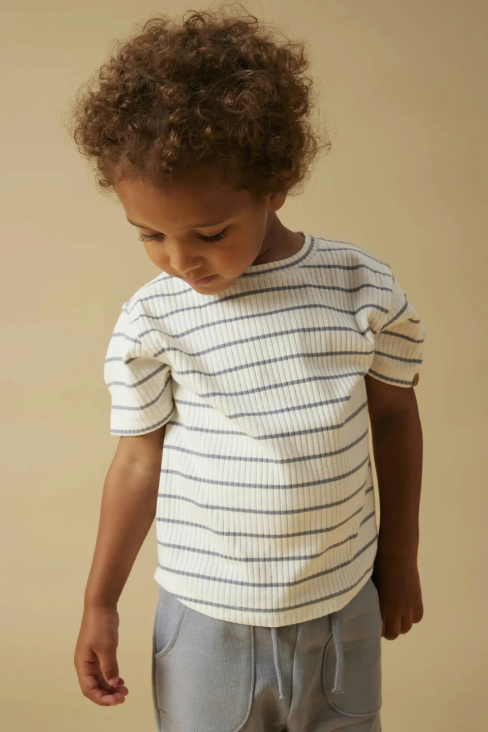 Lil' Atelier Mini gestreept t-shirt wit lichtblauw, foto 4
