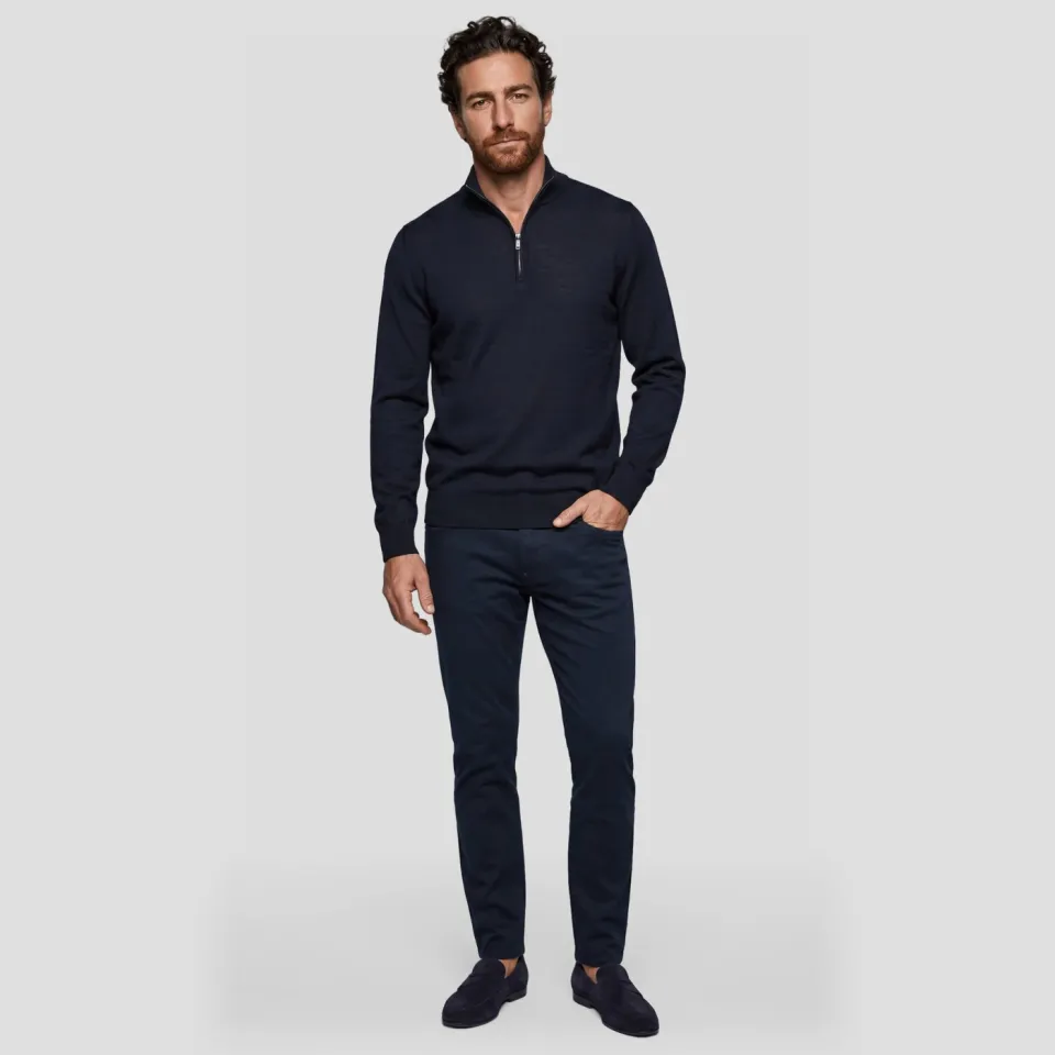 Profuomo wollen regular fit gebreide trui - donkerblauw, foto 4
