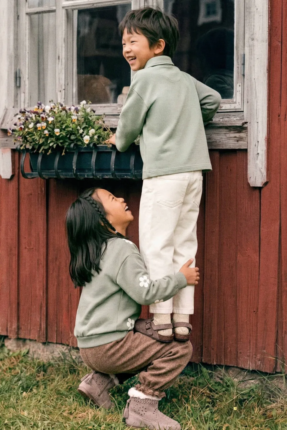 Mango Kids wide leg jeans - ecru, foto 4