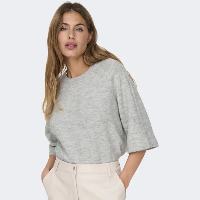 Only pullover trui fijn gebreid grijs