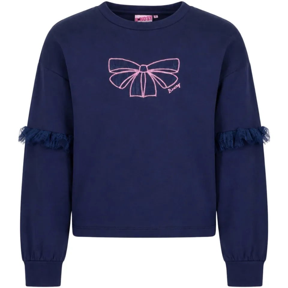 B.Nosy boxy sweater met ruches en print - donkerblauw, foto 2