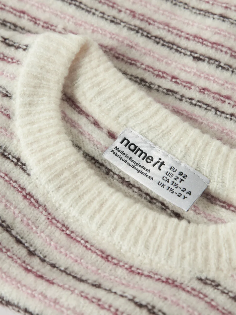 NAME IT MINI gebreide gestreepte trui - wit Meisjes Acryl Ronde hals Streep, foto 4