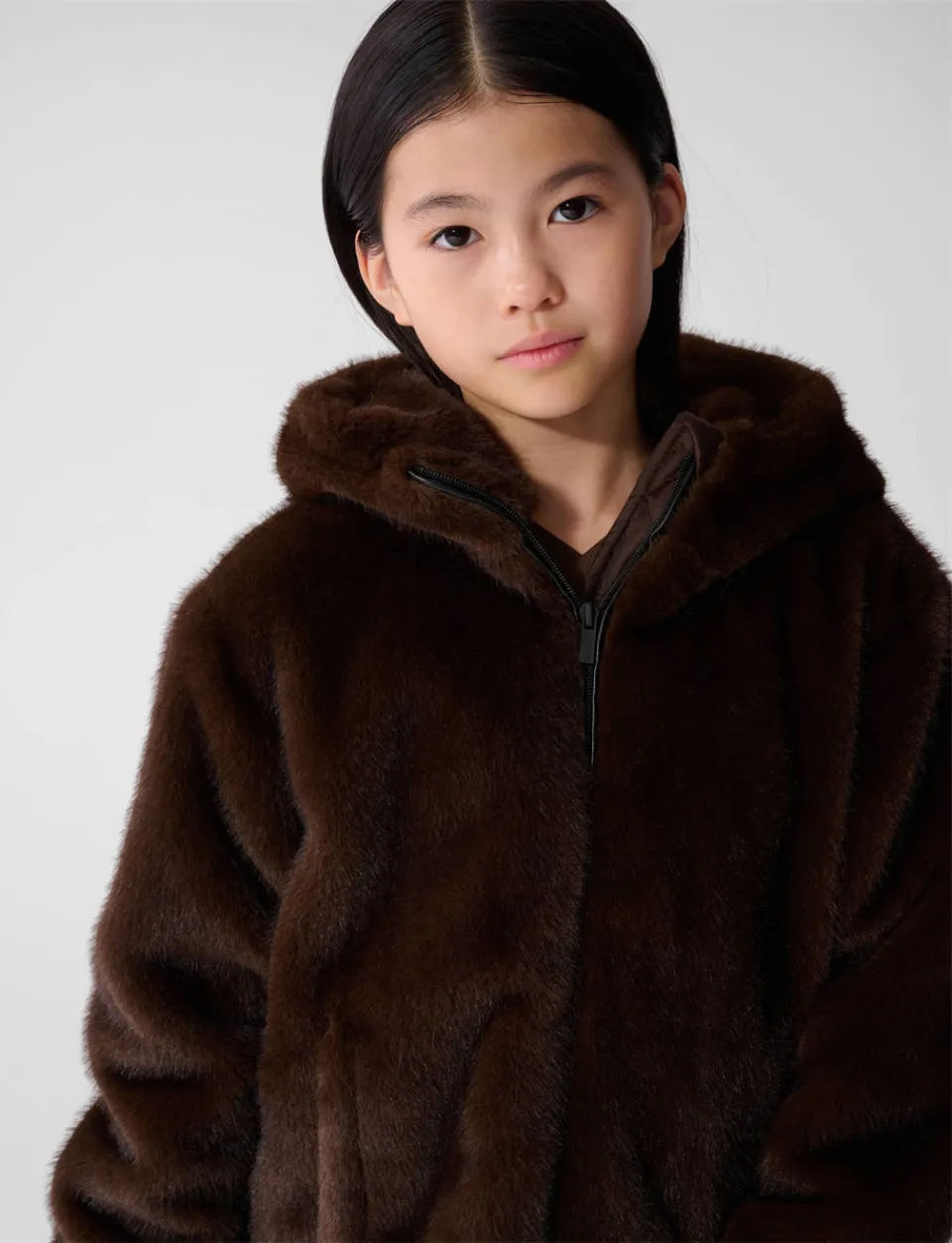 Shoeby faux fur jas donkerbruin, foto 6