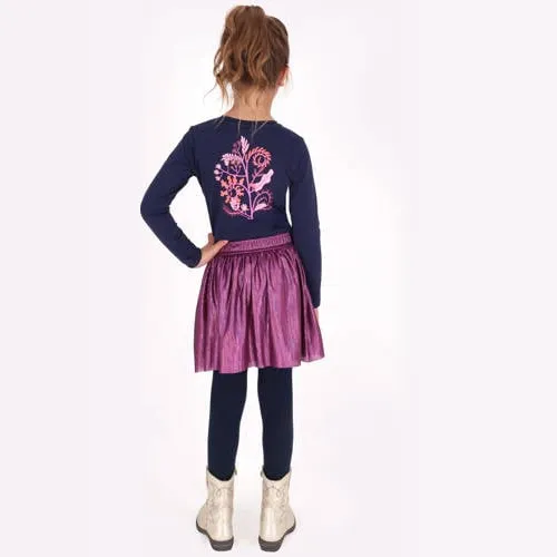 B.Nosy Daisy midi jurk met backprint donkerblauw donkerblauw/paars, foto 4