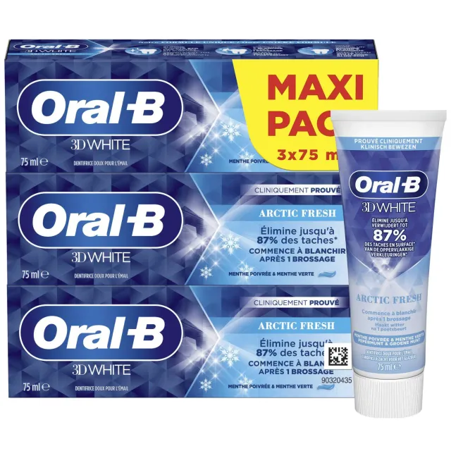 Oral-B 3D White Arctic Fresh tandpasta 3 x 75 ml, foto 2