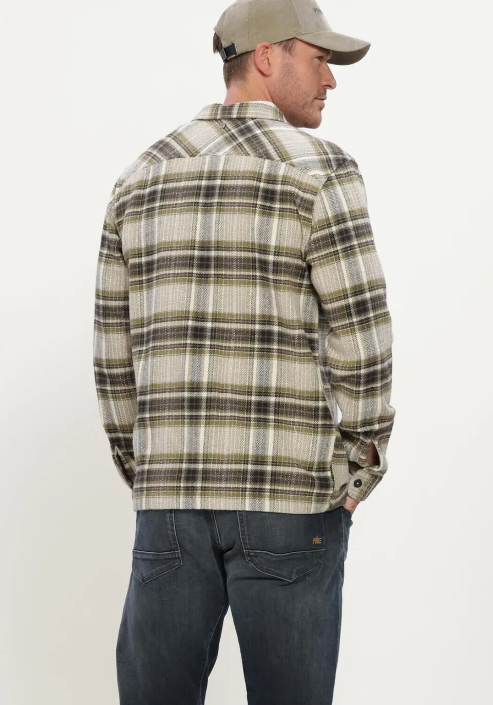 PME Legend regular fit geruit overshirt - loden groen, foto 6