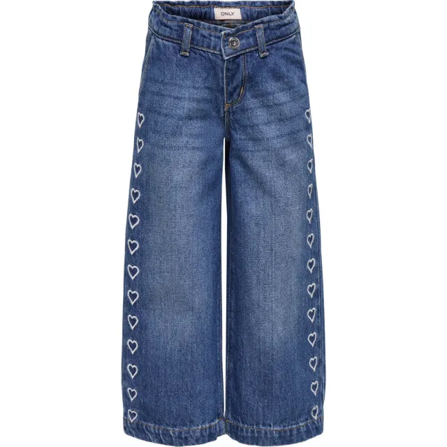Only KIDS ONLY MINI wide leg jeans met hartjes medium blue denim