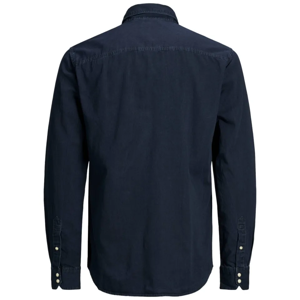 Jack & Jones ESSENTIALS regular casual overhemd donkerblauw dark navy, foto 4