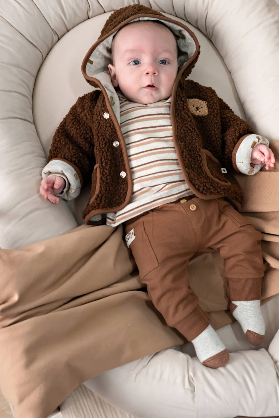 Feetje omkeerbare jas Tiny Timber Tales bruin Bruin/grijs melange