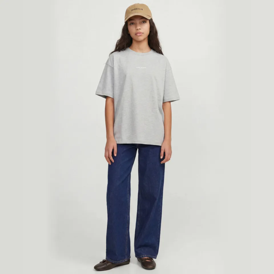 JJXX GIRL T-shirt met tekst lichtgrijs melange