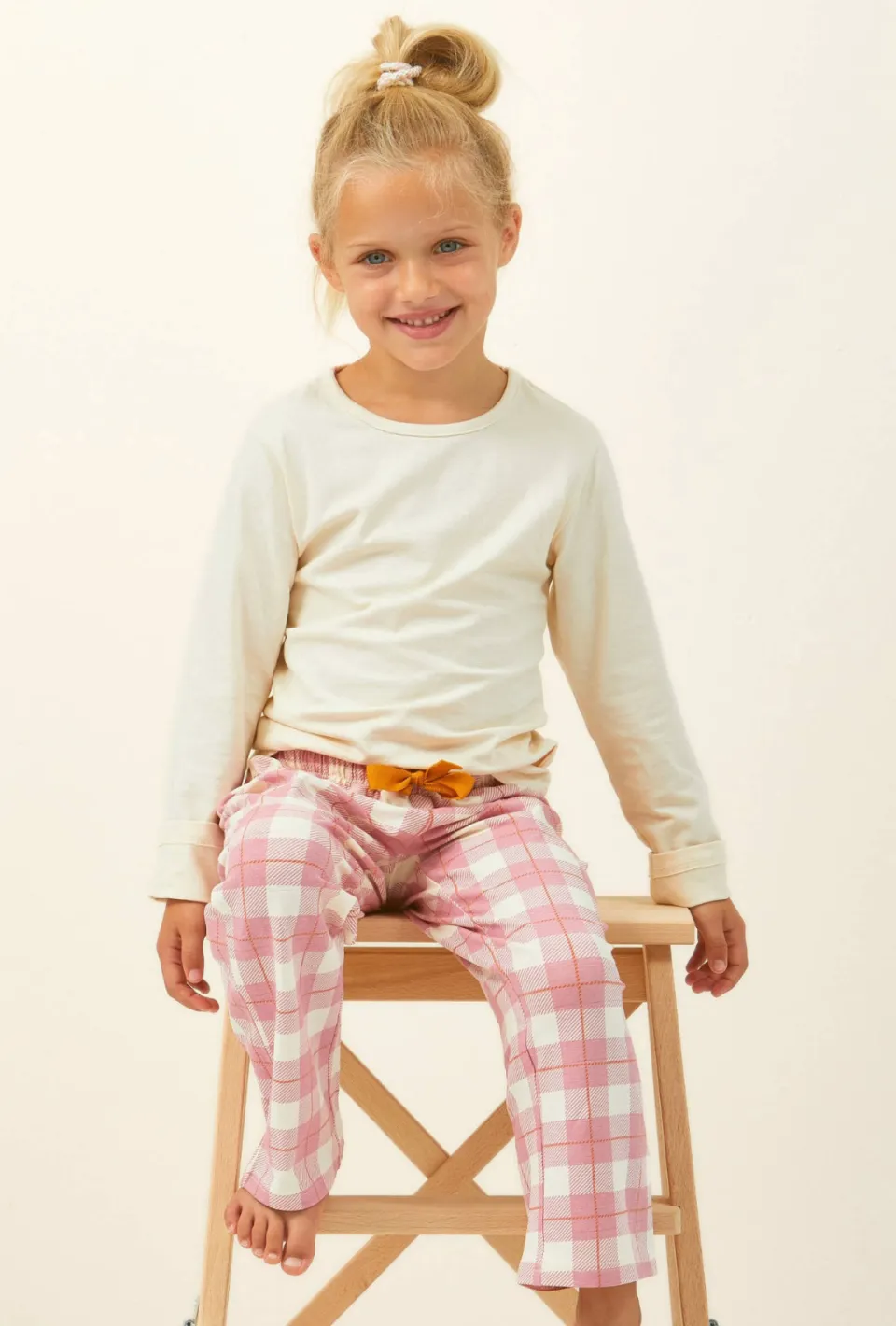 Little Label pyjama met geruite broek roze Roze/ ecru