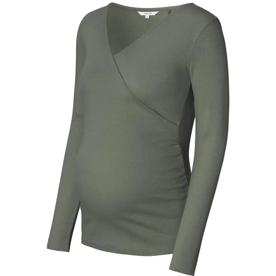 Noppies Sara zwangerschaps- en voedingslongsleeve olijfgroen