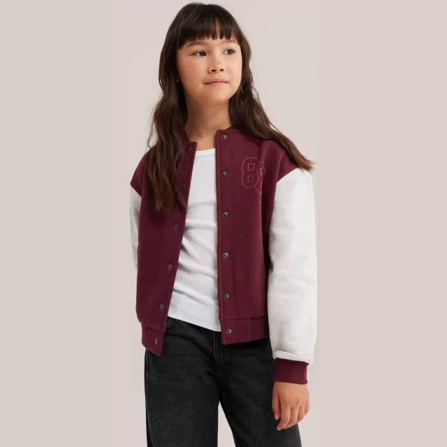 WE Fashion bomberjack donkerrood Donkerrood/grijs melange
