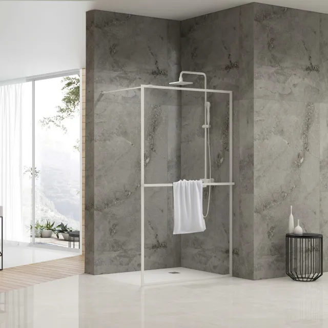 Van Rijn Inloopdouche Van Rijn ST04 Met Handdoekstang 90x200 cm 8 mm Helder Glas Wit