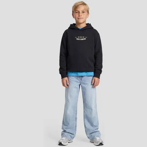 Me & My Monkey hoodie met backprint - donkerblauw Sweater Jongens Katoen Capuchon
