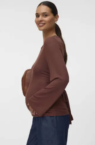 Mamalicious zwangerschapslongsleeve bruin, foto 4