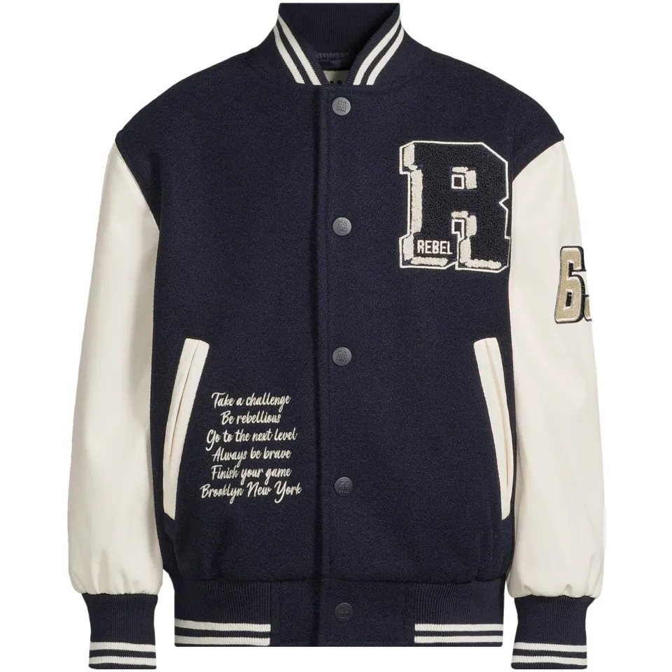 Me & My Monkey baseball jacket met tekst donkerblauw wit, foto 2