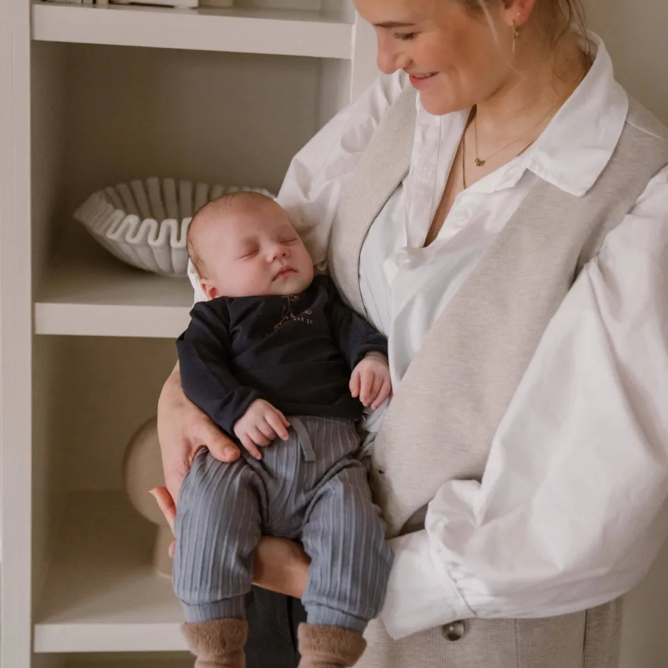 Dirkje longsleeve met printopdruk blauw