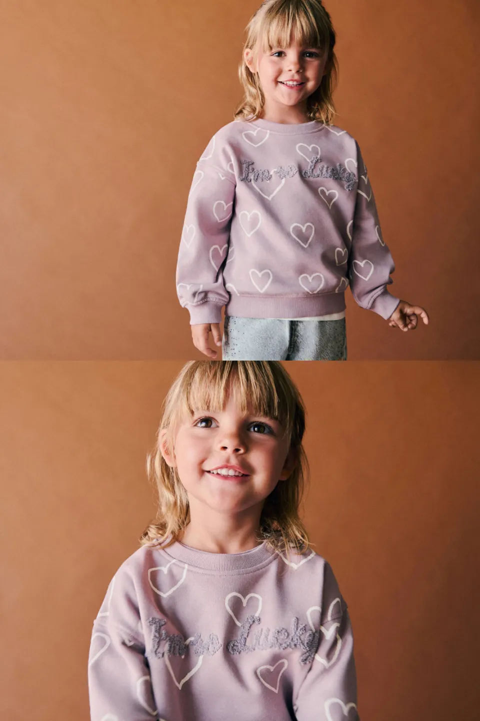 Mango Kids sweater met hartjes - lila, foto 5