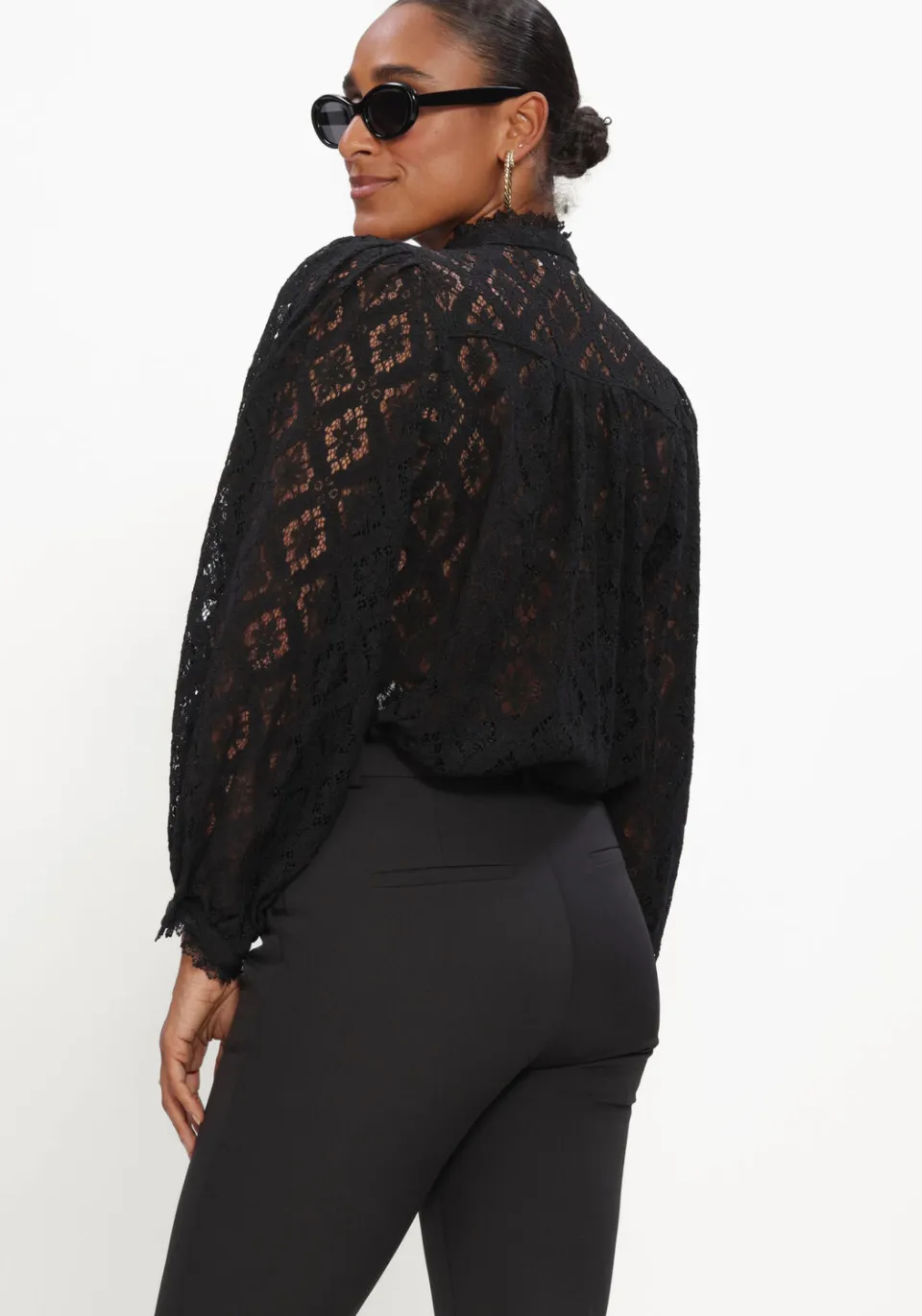 Grace & Mila blouse met kant zwart, foto 3