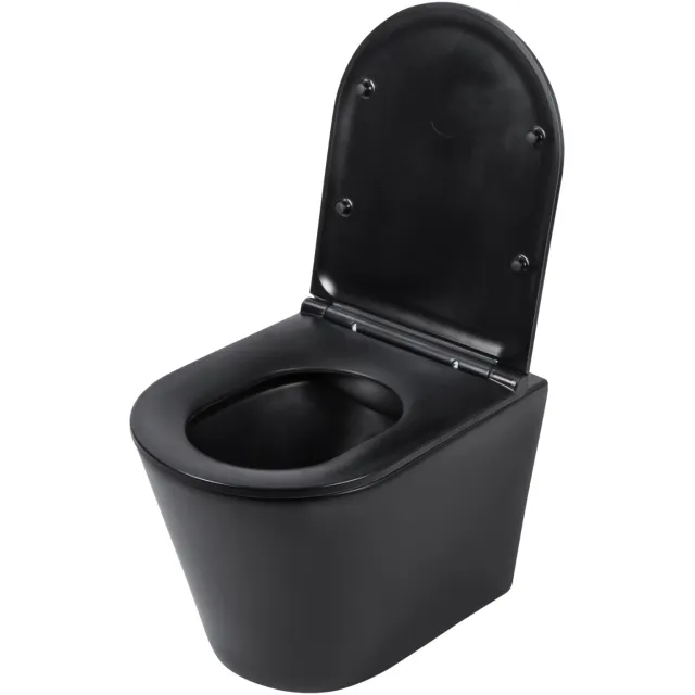 Differnz Wandtoilet Differnz Met PK Uitgang Rimless Inclusief Toiletbril Mat Zwart