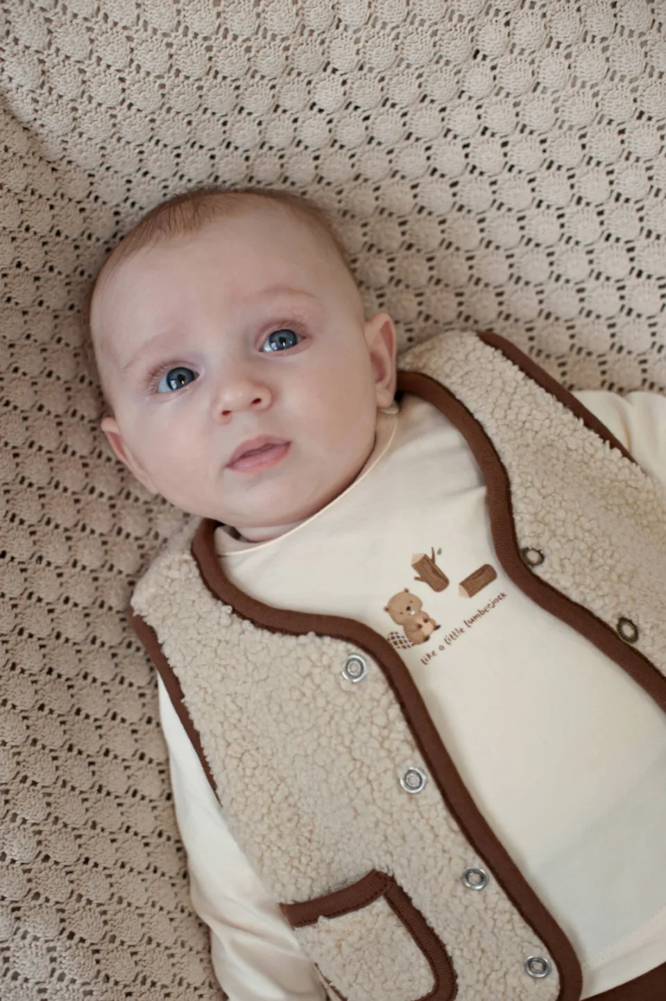 Feetje reversible gilet Tiny Timber Tales - beige/bruin Beige//bruin