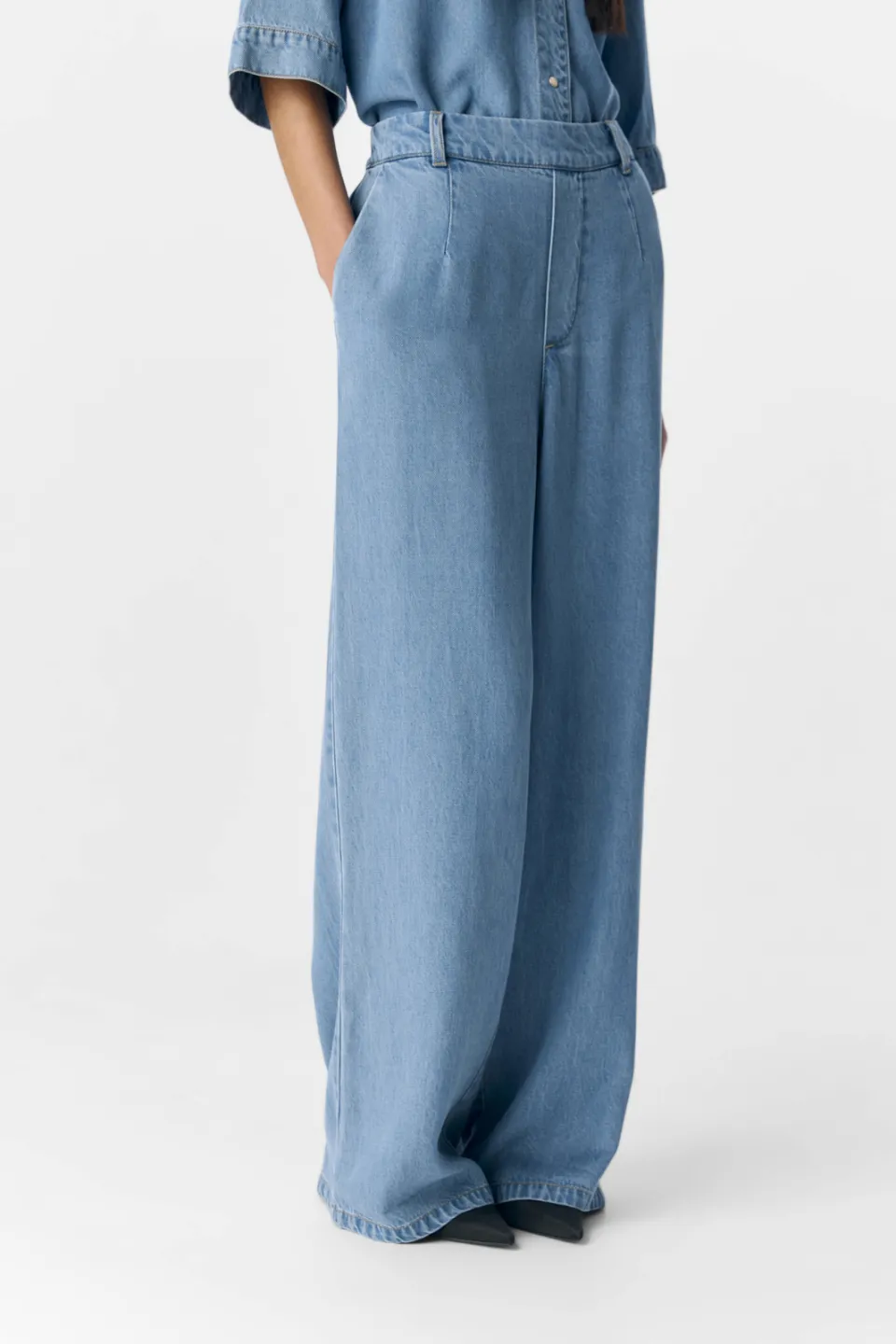 Object wide leg casual broek blauw, foto 2