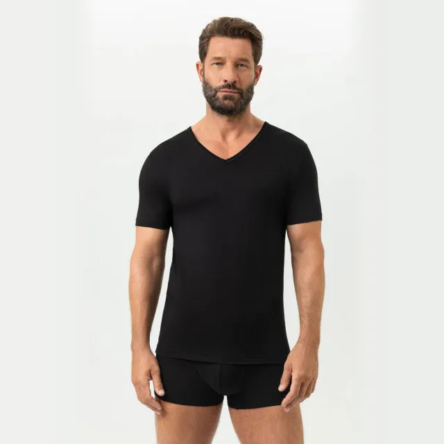 Mey Dry Cotton V-hals T-shirt zwart, foto 2