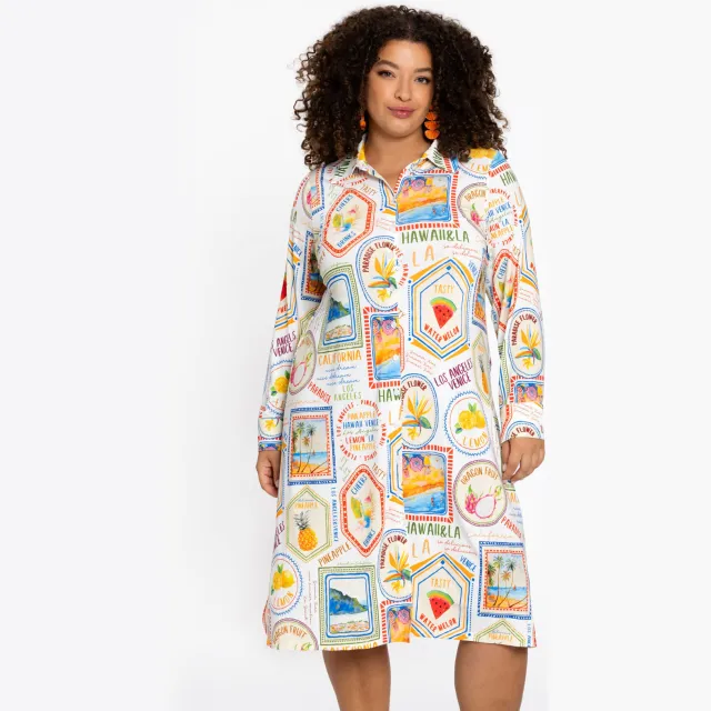 Yoek Tropicana midi jurk beige