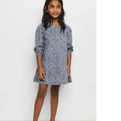 Mango Kids gebloemde midi jurk blauw, foto 5