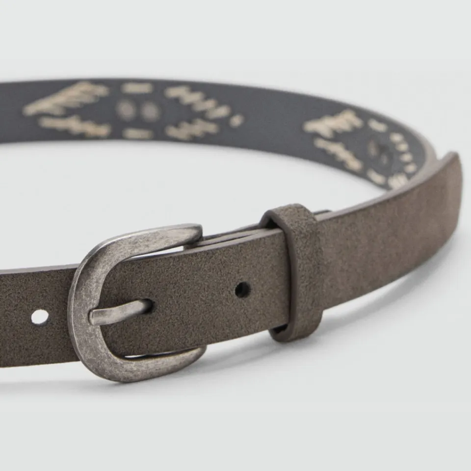 Mango Teen leren riem grijs, foto 4