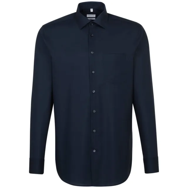 Seidensticker regular fit overhemd donkerblauw