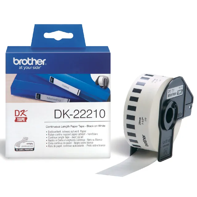 Brother Etiket brother dk-22210 doorlopend 29mm 1 rol 30m wit