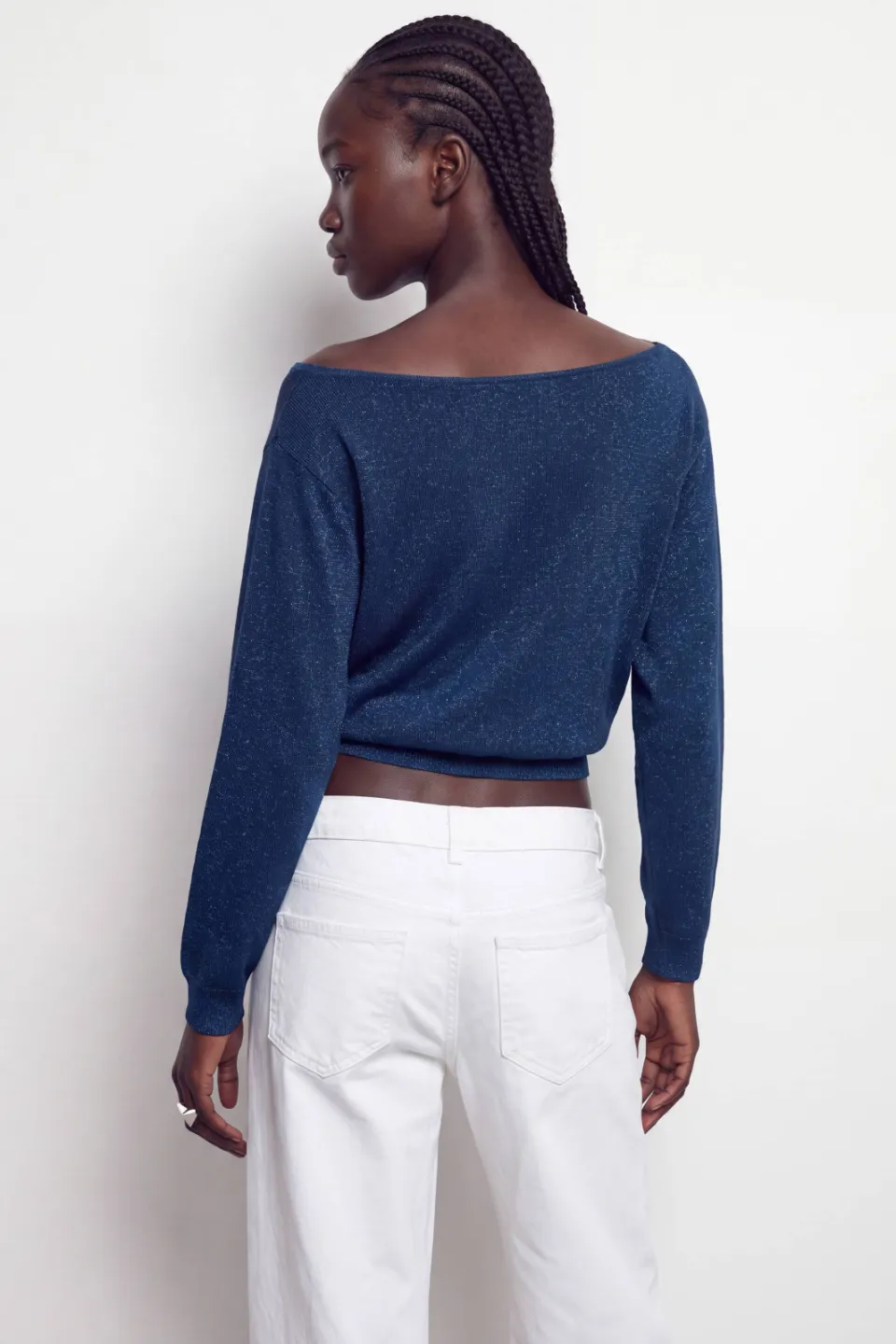 Mango TEEN gebreide top met glitters donkerblauw, foto 4