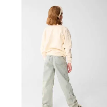 Shoeby barrel high waist barrel jeans washed light blue denim, foto 4