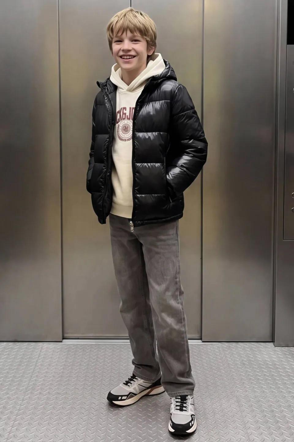 Jack & Jones JUNIOR hoodie met logo - ecru, foto 7