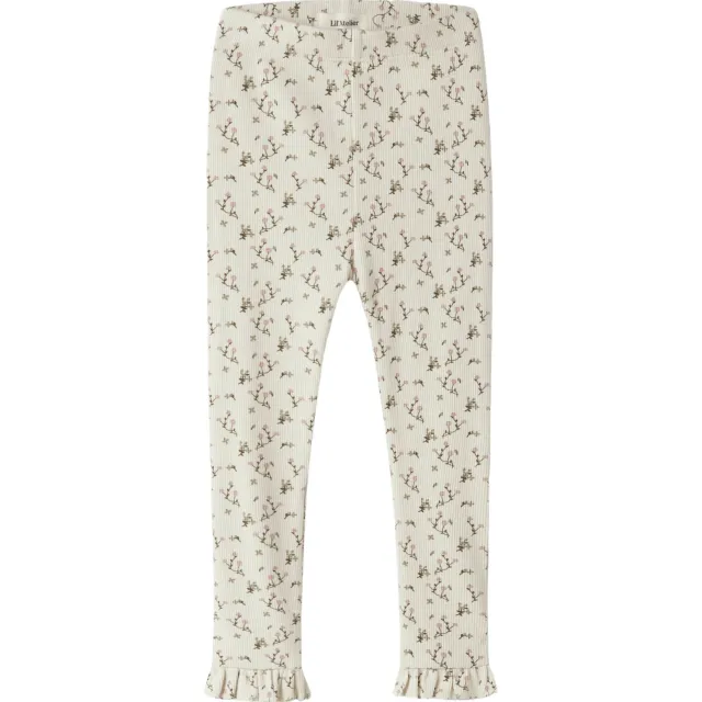 Lil' Atelier MINI slim fit gebloemde legging ecru