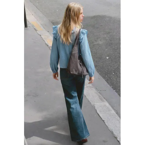 Mango blousetop met ruches blauw, foto 4