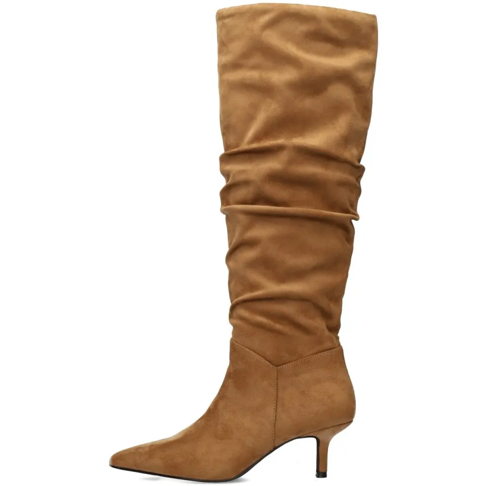 POSH by Poelman Anita suèdelook laarzen met hak - cognac