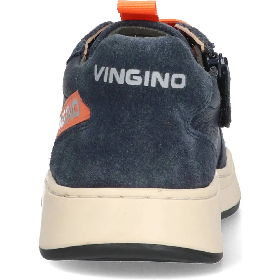 Vingino leren sneakers donkerblauw/oranje, foto 2