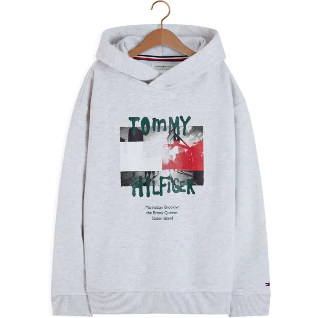 Tommy Hilfiger Jongens Truien & Vesten Flag Grafitti Hoodie - Lichtgrijs Grijs melange