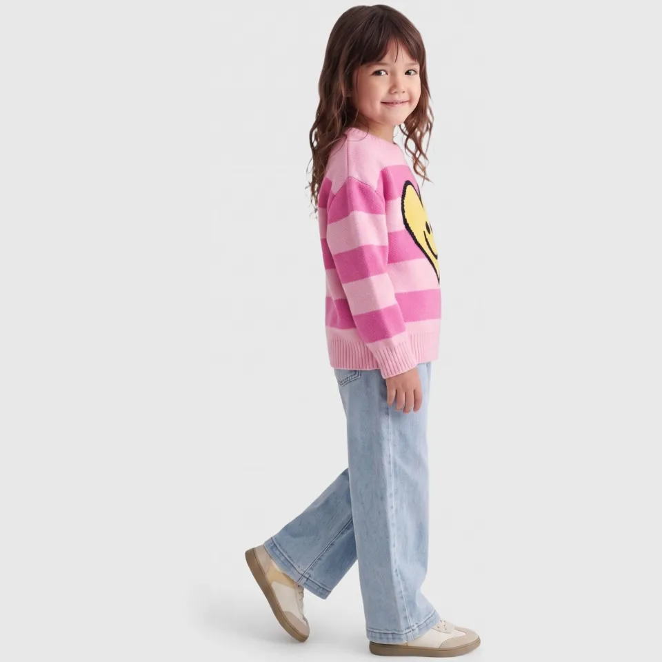 KIDS ONLY MINI gebreide gestreepte trui - roze/geel, foto 6