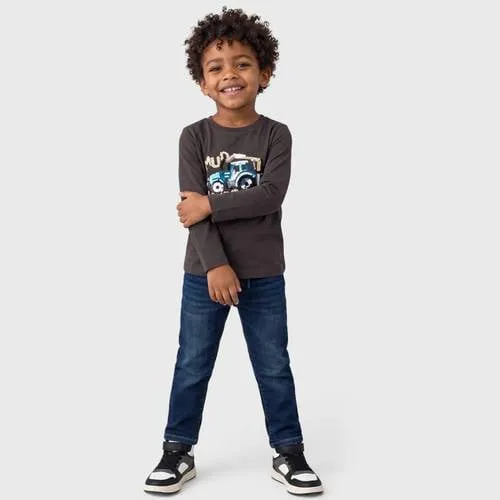 S.Oliver longsleeve met pailletten en print donkerbruin, foto 3