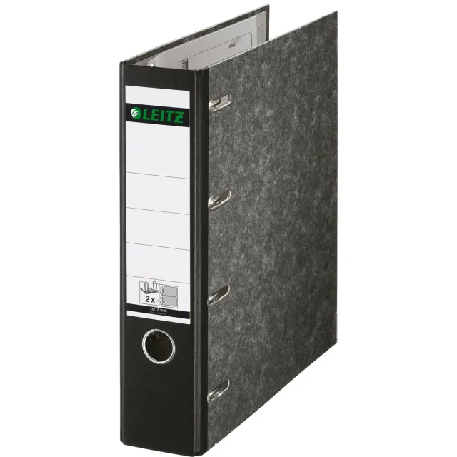 Leitz Ordner leitz 1092 giro-bank met dubbele mechaniek 75mm karton a4 zwart