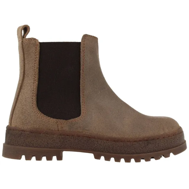Develab leren enkelboots met profielzool - taupe